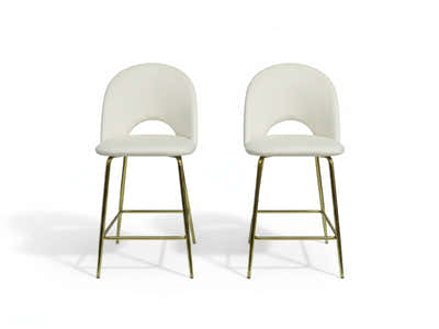 Velvet Bar Stool White - Set of 2