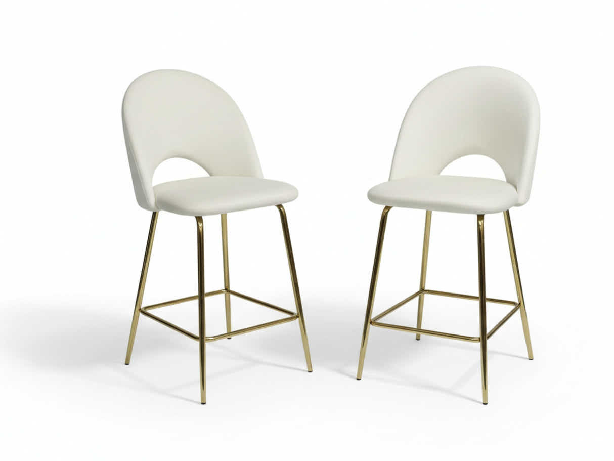 Velvet Bar Stool White - Set of 2