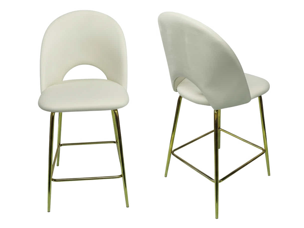 Velvet Bar Stool White - Set of 2