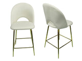 Velvet Bar Stool White - Set of 2