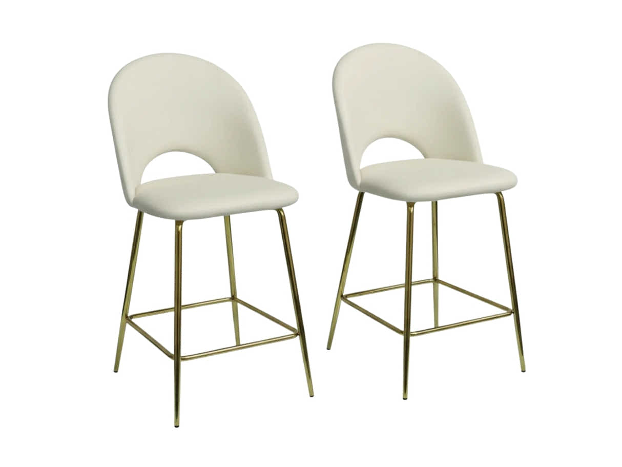 Velvet Bar Stool White - Set of 2