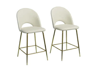 Velvet Bar Stool White - Set of 2