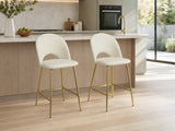 Velvet Bar Stool White - Set of 2