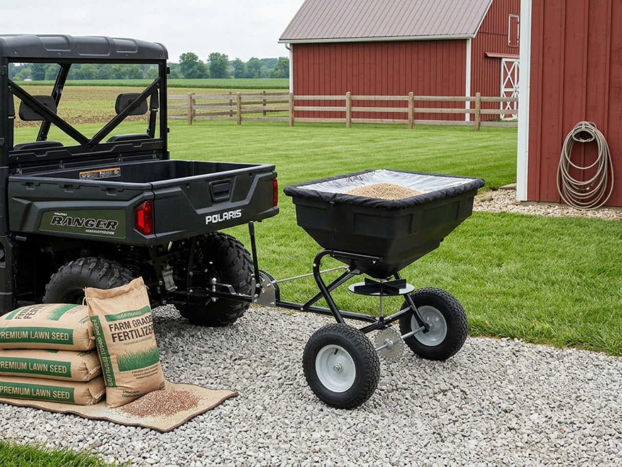 ATV Tow-Behind Fertilizer Spreader – 56kg / 60L Capacity