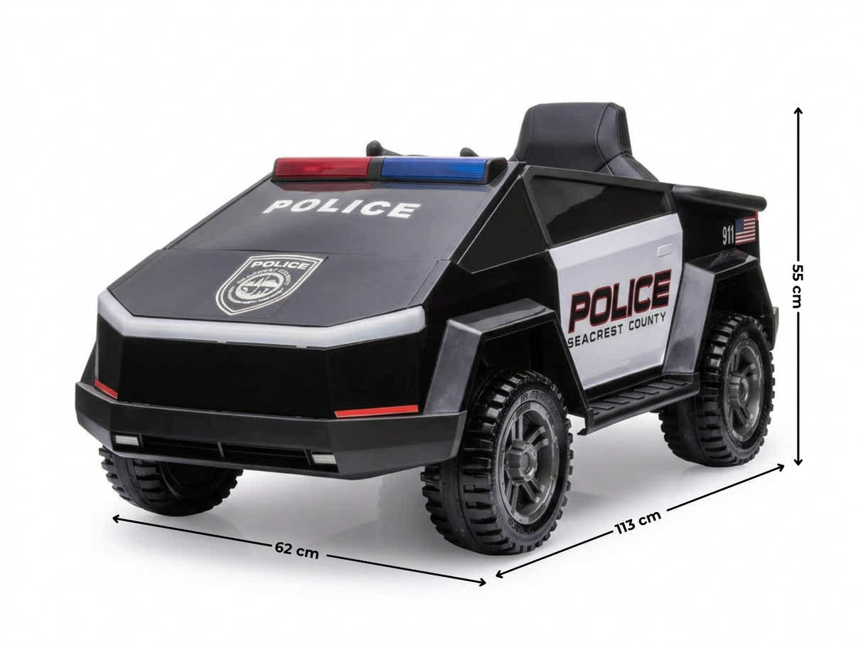 Kids Ride On Police Truck Tesla Cyber Style - Black