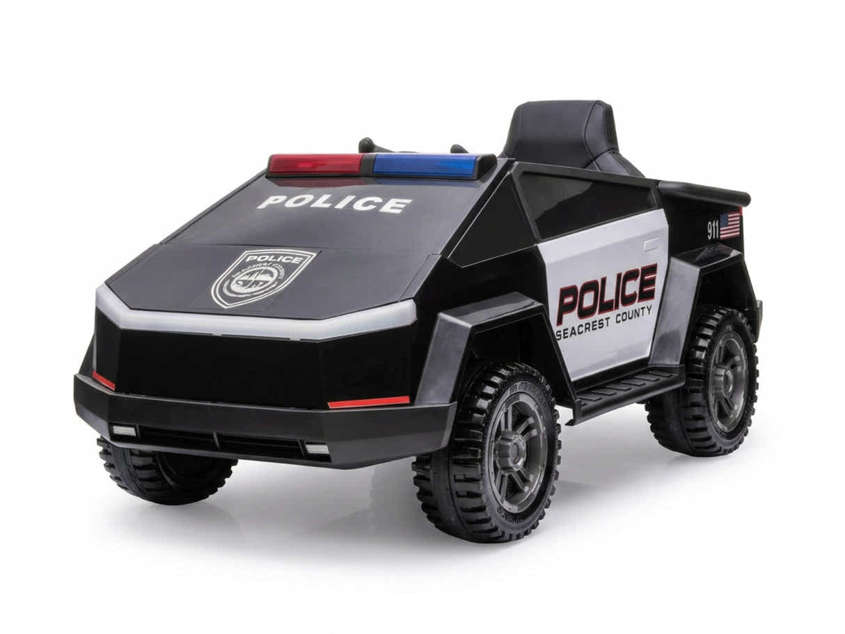 Kids Ride On Police Truck Tesla Cyber Style - Black