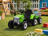 Kids Ride On Tractor with Trailer - Green