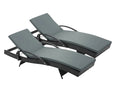 Outdoor Sun Lounger with Armrest - Set of 2