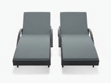 Outdoor Sun Lounger with Armrest - Set of 2