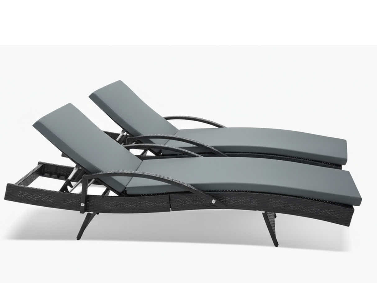Outdoor Sun Lounger with Armrest - Set of 2