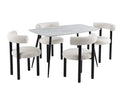 Fernando Dining Table with MDF Top 120 cm & Boucle Velvet Dining Chair White - Set of 4