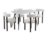 Fernando Dining Table with MDF Top 120 cm & Boucle Velvet Dining Chair White - Set of 4