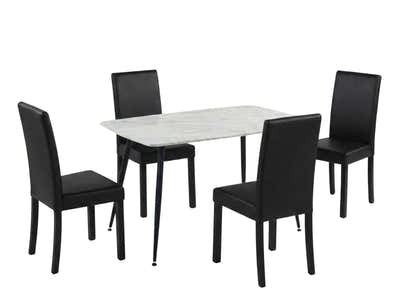 Fernando Dining Table with MDF Top - 120 cm & Yvette PU Dining Chair Black x4