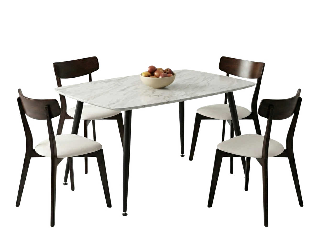 Fernando Dining Table with MDF Top - 120 cm & Iora Dining Chair Wenge - Set of 4