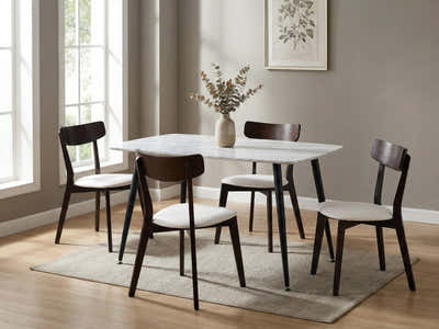Fernando Dining Table with MDF Top - 120 cm & Iora Dining Chair Wenge - Set of 4