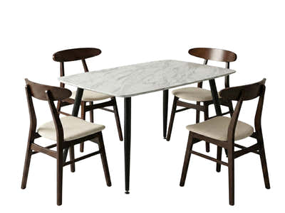 Fernando Dining Table with MDF Top - 120 cm & Fiesta Dining Chair Walnut - Set of 4