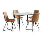 Fernando Dining Table with MDF Top - 120 cm & Walnut Bonded Leather Dining Chair - Set of 4