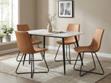 Fernando Dining Table with MDF Top - 120 cm & Walnut Bonded Leather Dining Chair - Set of 4