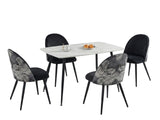 Fernando Dining Table with MDF Top - 120 cm & Fernando Dining Chair with Fern Pattern - Set of 4