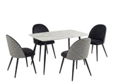 Fernando Dining Table with MDF Top - 120 cm & Fernando Dining Chair with Houndstooth - Set of 4