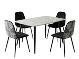 Fernando Dining Table with MDF Top - 120 cm & Axis Dining Chair with Fern Pattern - Set of 4