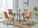 Fernando Round Dining Table with MDF Top - 90 cm & Walnut Bonded Leather Dining Chair - Set of 4