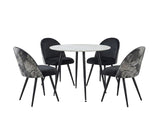 Fernando Round Dining Table with MDF Top - 90 cm & Fernando Dining Chair with Fern Pattern - Set of 4