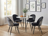 Fernando Round Dining Table with MDF Top - 90 cm & Fernando Dining Chair with Fern Pattern - Set of 4