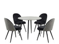 Fernando Round Dining Table with MDF Top - 90 cm & Fernando Dining Chair with Houndstooth - Set of 4