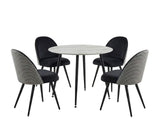 Fernando Round Dining Table with MDF Top - 90 cm & Fernando Dining Chair with Houndstooth - Set of 4