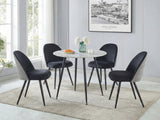 Fernando Round Dining Table with MDF Top - 90 cm & Fernando Dining Chair with Houndstooth - Set of 4