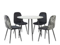 Fernando Round Dining Table with MDF Top - 90 cm & Axis Dining Chair with Fern Pattern - Set of 4