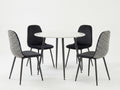 Fernando Round Dining Table with MDF Top - 90 cm & Axis Velvet Dining Seat x4 Houndstooth New
