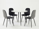 Fernando Round Dining Table with MDF Top - 90 cm & Axis Velvet Dining Seat x4 Houndstooth New