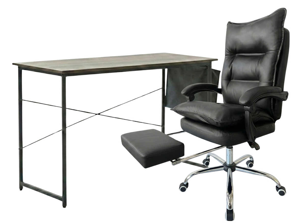 Koa Desk With Storage Bag & New Markus Office Chair with Footrest PU Black