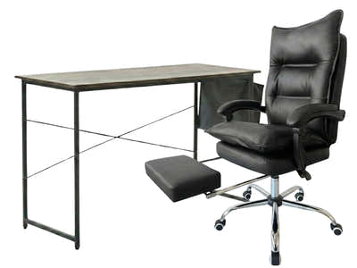Koa Desk With Storage Bag & New Markus Office Chair with Footrest PU Black