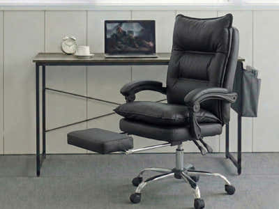 Koa Desk With Storage Bag & New Markus Office Chair with Footrest PU Black