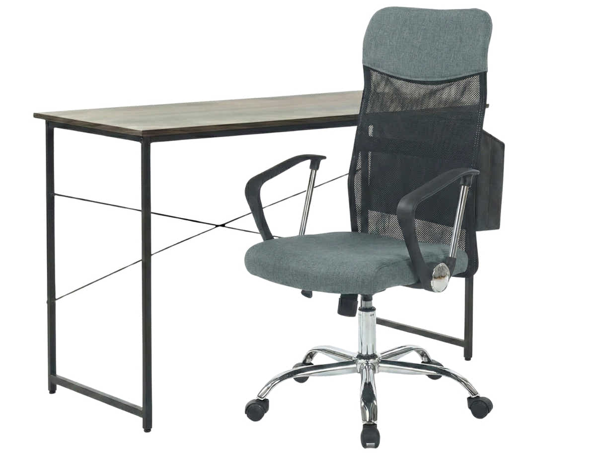 Koa Desk With Storage Bag & Meshmallow Office Chair 001 grey