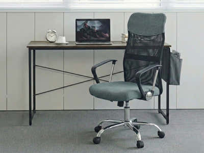 Koa Desk With Storage Bag & Meshmallow Office Chair 001 grey