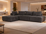 Hazel Velvet Sectional Sofa - Dark Grey