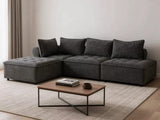 Hazel Velvet Sectional Sofa - Dark Grey