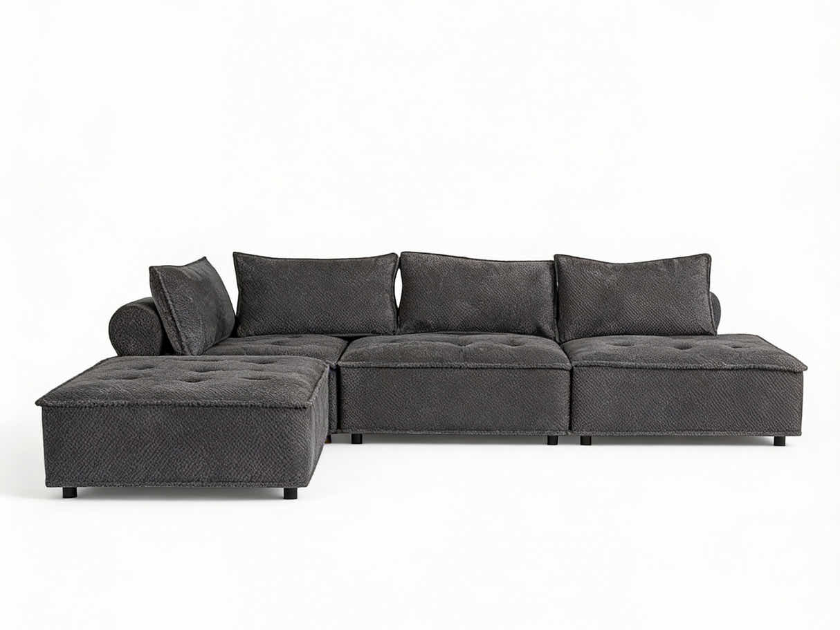 Hazel Velvet Sectional Sofa - Dark Grey