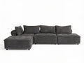 Hazel Velvet Sectional Sofa - Dark Grey
