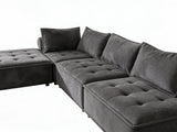Hazel Velvet Sectional Sofa - Dark Grey