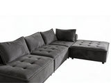 Hazel Velvet Sectional Sofa - Dark Grey