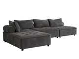 Hazel Velvet Sectional Sofa - Dark Grey