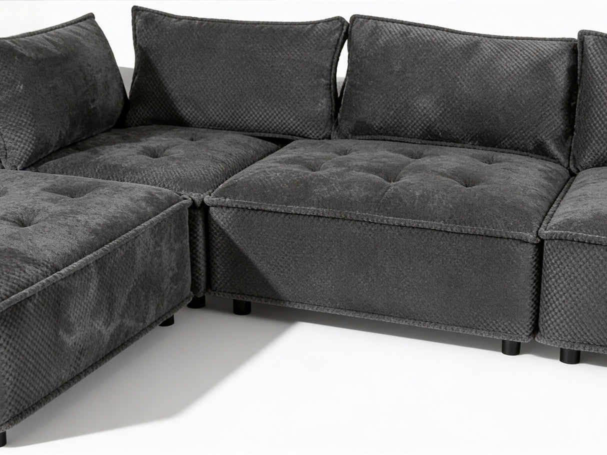 Hazel Velvet Sectional Sofa - Dark Grey