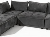 Hazel Velvet Sectional Sofa - Dark Grey