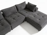 Hazel Velvet Sectional Sofa - Dark Grey