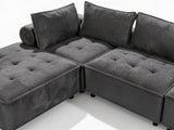 Hazel Velvet Sectional Sofa - Dark Grey